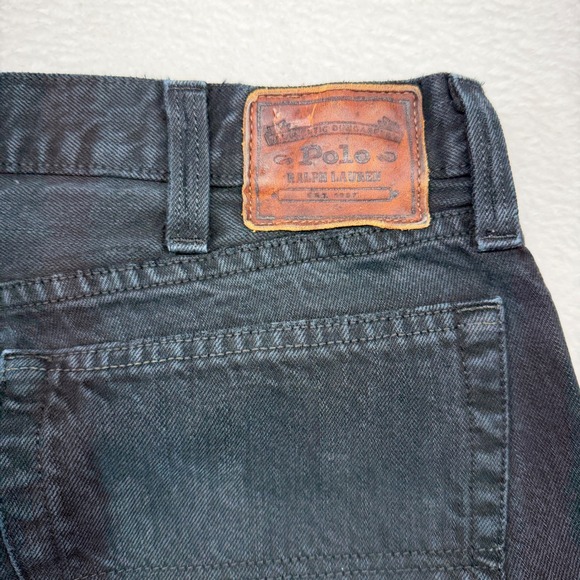 Polo Ralph Lauren Men's Black Denim Jeans Size 36/32 Flared Bootcut - Picture 8 of 9